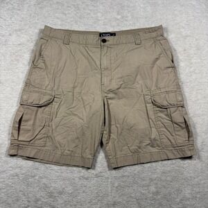 Chaps Mens Khaki Tan Cotton Ripstop Cargo Shorts Size 38 Utility Hiking Casual